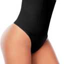 Womens Thong Shapewear Mid to High Waisted Shaper Thong WN0017 (Small, 02#b Black#high Waisted Firm)