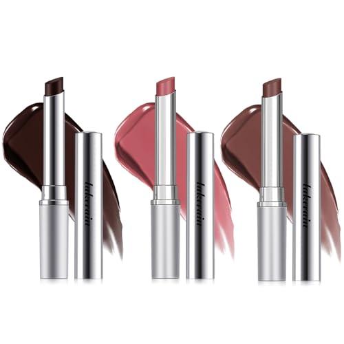 3PCS Honey Lipstick Tinted Lip Balm - Sheer Hydrating Lipstick for All Skin Tones - Moisturizing Lip Color, Nourishing Lip Balm with a Hint of Natural Black Cherry Tint (Black & Nude & Pink)