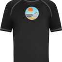 Kanu Surf Boys' Paradise UPF 50 Sun Protective Rashguard Swim Shirt (2T, Vibrations Black)