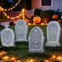 Jack Sally Tombstones Yard Signs, 17 Inch Gravestones Set Scary Halloween Decor Christmas Nightmare Halloween Decorations Outdoor Before Lawn Garden RIP Pumpkin Yard Stakes Outside Graveyard, Not Foam