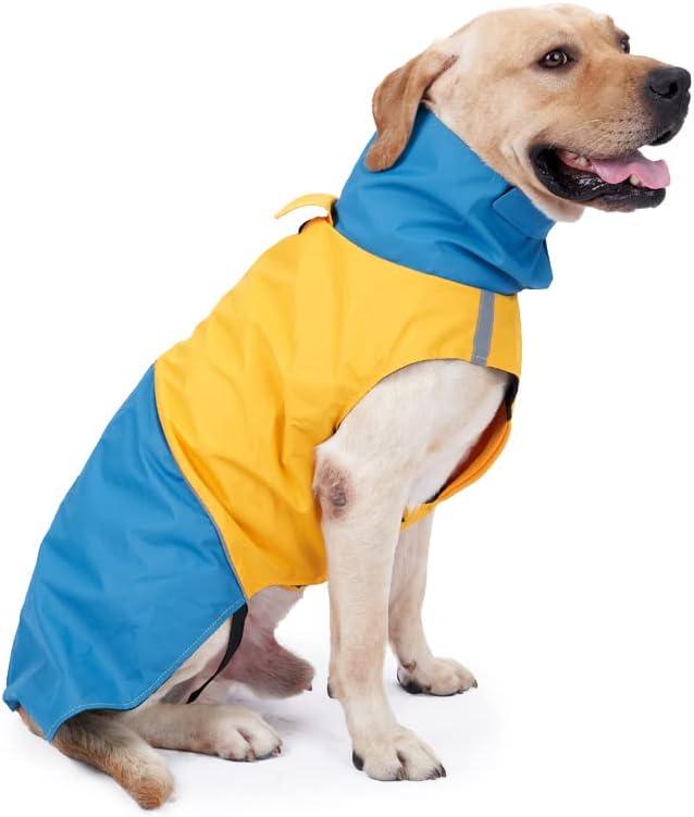 Dog Warm Coats - Windproof Dog Winter Outdoor Jackets Cold Weather Coats for Dog Waterproof Dog Raincoats with Hole for Dog Leash,BY M Blue+Yellow