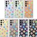 MOSNOVO Case for Samsung Galaxy S24 Ultra, [Buffertech 6.6ft Military-Grade Drop Protection] [Anti Peel Off Tech] Clear TPU Bumper Phone Case Cover Design - Groovy Flower