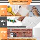 3D Faux Brick Wall Panels 37.8 x 18.9 - 10 Sheets, Covers 4.6 sqm / 49.6 sq ft - Decorative Artificial PVC Wall Panels for Cladding - Kitchen, Living Room, Bedroom, Office - Deep Red Brick