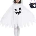 #NA Kids White Ghost Cloak Spooky Trick-or-Treating Halloween Costume with HandBag (7-9 Years)