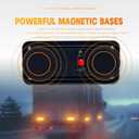 Red Magnetic Flashing Strobe Light/w Controller, Battery Operated Rechargeable LED Safety Lights, Mini Portable Emergency Warning Light Bar for Police Car, Fire Trucks Vehicles 2-Pcs