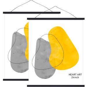 HEART ART Magnetic Poster Hanger Frame,24x36,24x18,24x30 Poster Frame Wood Wooden Magnet Hanging Kit for Walls Map Canvas Artwork (Black,2 PACK)