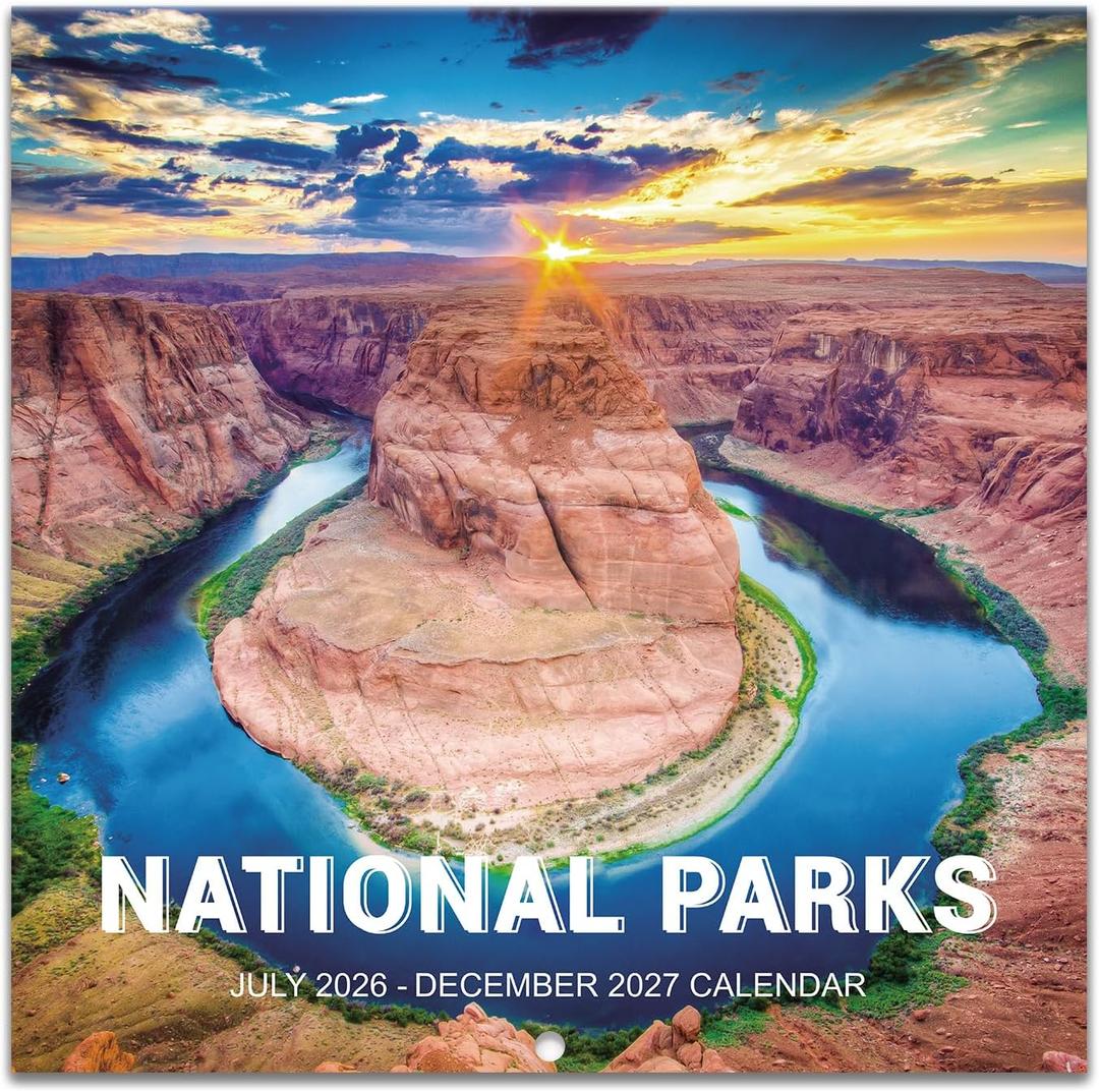 National Parks Calendar 2026-2027 - JUL 2026 - DEC 2027, Wall Calendar 2026-2027, 18 Monthly Calendar 26-27, 12" x 24" (Open), Wall Calendar with Unruled Blocks(1.5" x 1.4") + Thick Glossy Paper