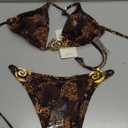 QJQ Women's 2 Piece Leopard Floral Striped Bikini Sets Halter Ring Triangle Swimsuit Sexy Side Tie String Bathing Suits 2026 (Brown), XS
