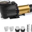 Pool Pump, 1.5HP Energy-Saving Two-Speed, 115V, for in/above-ground pools. 5400 GPH high flow, self-priming, includes 6.6 ft power cord and 1.25", 1.5" & 2" unions.