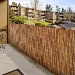 Natural Reed Fencing Rolls,4.6FT X 16.4FT Reed Screen Curtain Fence Covering Privacy Bamboo for Outdoor Backyard PatioBrown