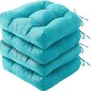 IPYNBAP Outdoor Chair Cushions Set of 4, Patio Chair Cushions with Ties, 19x19+5 Tufted Outdoor Seat Cushions, Waterproof Patio Furniture Cushions, Outdoor Dining Chair Pads, Teal