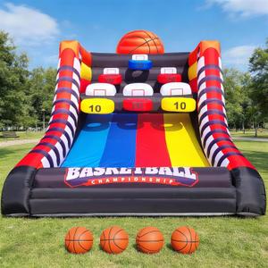 OZIS Inflatable Basketball Hoop Shoot Game, Interactive Inflatable Party Basketball Game Portable with 4 Balls & Blower Easy Set-Up Ideal for for Outdoors Parties, Sports Events, Backyard Play