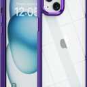 for iPhone 15 case,Crystal Clear Hard PC Back +Soft TPU Frame Shockproof Military-Drop Protection,Classic Hybrid Case for iPhone 15-6.1"Dark Purple