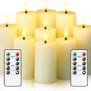 Flameless Candles Real Wax Realistic Pillar Candles, 9 Packs Battery Operated LED Candles with Remote Timer, Ideal for Halloween Home Decor IvoryD 1.6"*H 4" 4.5" 5.5"