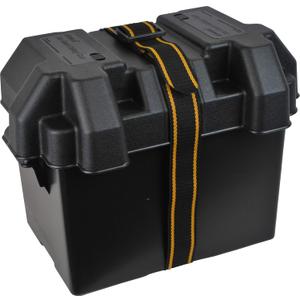 Attwood 9065-1 Standard Vented Battery Box with Mounting Strap, Fits Group 24 Batteries, Black