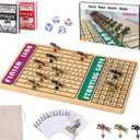 21 in Horse Race Board Game Racing Game Thickened Solid Wood with 11 Metal Horses, 2 Cards & 4 Dice, Horse Racing Game for 2-6 Players