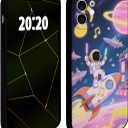 2 x Cute Astronaut Phone Case for iPhone 12 Case for Boys,Cool Cartoon Rocket Design Luxury Aesthetic Shockproof Pattern Camera Protection Cover Compatible with iPhone 12 Cases