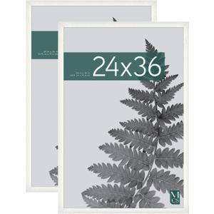 MCS Studio Gallery 24x36 Poster Frame White Woodgrain, Vertical & Horizontal Wall Hanging Large Picture Frame for Photos, Posters & Art Prints (2-Pack)