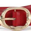 Women Belt for Jeans Pants Dresses Ladies Fashion Casual Faux Leather Waist Belt with Gold Buckle (26-28 (Pant 4-6))
