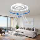 360 Rotation Low Profile Ceiling Fan with Lights, White, 20 Inch Modern Ceiling Fan Flush Mount, Quiet DC Motor for Bedroom, Living Room