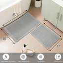 Set of 2 Waffle Bathroom Rugs, Super Absorbent Boho Bath Mats, Non-Slip Shower Mats for Bathroom Floor and Tub, Ultra Soft Waffle Weave Runner Mat, Quick Dry, Light Grey, 17x24+18x30 Inch