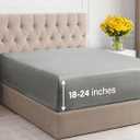 Extra Deep Cal King Fitted Sheet - Hotel Luxury Single Fitted Sheet Only - Easily Fits 18 to 24 inch Mattress - Soft, Wrinkle & Fade Free with Extra Deep Pockets - Breathable & Comfy - Heathered Grey
