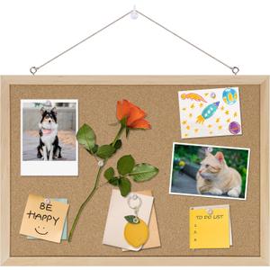 Cork Board Bulletin Board,17"X 12" Cork Board for Office with Pin Oak Wood Boards,Hanging Corkboards for Office Home School Message Board or Vision Board Decoration.