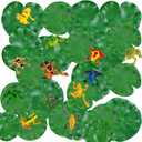 32 Packs Mini Plastic Frog Decor and Artificial Lily Pads,Include 12 Colorful Plastic Frogs and 20 Floating Lily Pads for Ponds Artificial Pond Plants for Garden Pool Decor Party Favor