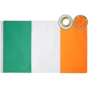Irish Flag 4x6 ft for Outside, Heavy Duty Ireland Flags St Patrick's Day Irish National Country Banner 210D Polyester with 2 Brass Grommets