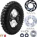 3.00-10 80/100-10 Dirt Bike Rear Rim Wheel Tire With 12mm Bearing 190mm Brake Disc And 420 41T Rear Chain Sprocket For 50/70/90/110/125cc SSR 110 CRF XR Apollo Pit Kayo Bike Mini Motorcycle