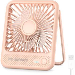 Koonie USB Desk Fan, Strong Wind Ultra Quiet Small Personal Fan with 180 Tilt Folding and 3 Speeds Adjustable, USB-C Corded Powered Mini USB Fan for Office Desktop Bedroom Pink, NO BATTERY