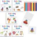 5 Pcs Mini Coloring Books with 12 Mini Pencils Variety Pack Pocket Size Small Coloring Books Gifts for Adults Coworkers Travel(Simple)