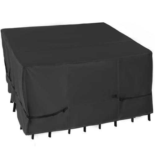 NettyPro Patio Table Cover Square 80 x 80 Inch, Waterproof Outdoor Furniture Dining Set Covers for Table and Chair, Black