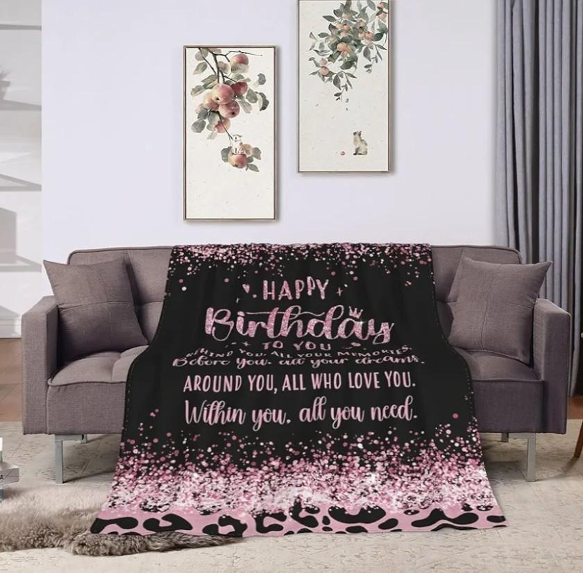 Birthday Gifts for Women, Happy Birthday Flannel Blanket, Women Birthday Gifts for Her 100"X60"