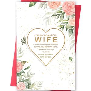 4 x Happy Wife Birthday Card from Husband, Best Birthday Gift Ideas for Her, Funny Birthday Gifts for Wife
