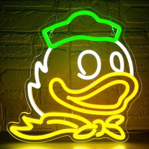 University Neon Sign for Wall Decor University Football Team Neon Light College Team Logo LED Sign for Man Cave Dormitory Bar Club Birthday Gifts for Sport Fans College Student USB Powered(ZKXD203) (Green and Orange D)