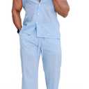 Mens Linen Sets 2 Piece Outfits Sleeveless Shirt and Pants Set Vacation Outfit for Men Summer Beach Suits (Blue, XL)
