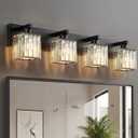 Bathroom Light Fixtures Matte Black 4-Light Crystal Vanity Lights