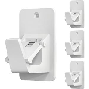 Adhesive No Drill Curtain Rod Brackets - Heavy Duty 30LB Holders for Bathroom Bedroom Kitchen, Universal Damage-Free Window Rod Hooks with Nail-Free Installation (4PC White)