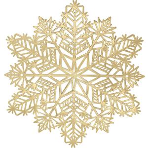 Snowflake Placemats Set of 4 Christmas Decorations Gold Snowflake Tablemats Round Vinyl Place Mats Table Setting Kitchen Table Mats for Dining Table Holiday Wedding Decorative