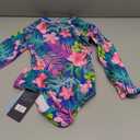 Girls Long Sleeve Swimsuit One Piece Bathing Suit Zipper UPF 50+ Rash Guard Swimwear Size 3-12T, 2XL