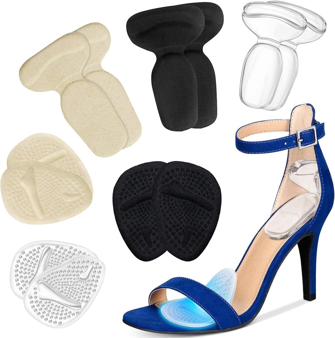 ONUEMP Heel Grips, High Heel Cushion Inserts for Too Big Shoes, Reusable Anti-Slip Shoe Pads Foot Insoles and Metatarsal Pads for Women, Heel Blister Prevention - 6 Pairs