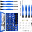 Upgrade Version Magnetic Eye Glass Repairing Kit, Eyeglass Repair Tool Kit with Compact Screw Box Includes Nose Pads, Precision Screwdriver Set, Screws, Tweezer for Eyeglass, Sunglass, Spectacles Watch