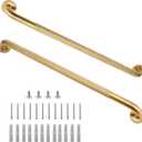 Shower Grab Bar, 2 Pack 32 Inch Gold Bathroom Grab Bar, 1.25" Diameter 304 Stainless Steel Anti-Slip Grab Bars for Bathtubs and Showers, Handicap Shower Grab Bar for Seniors Elderly