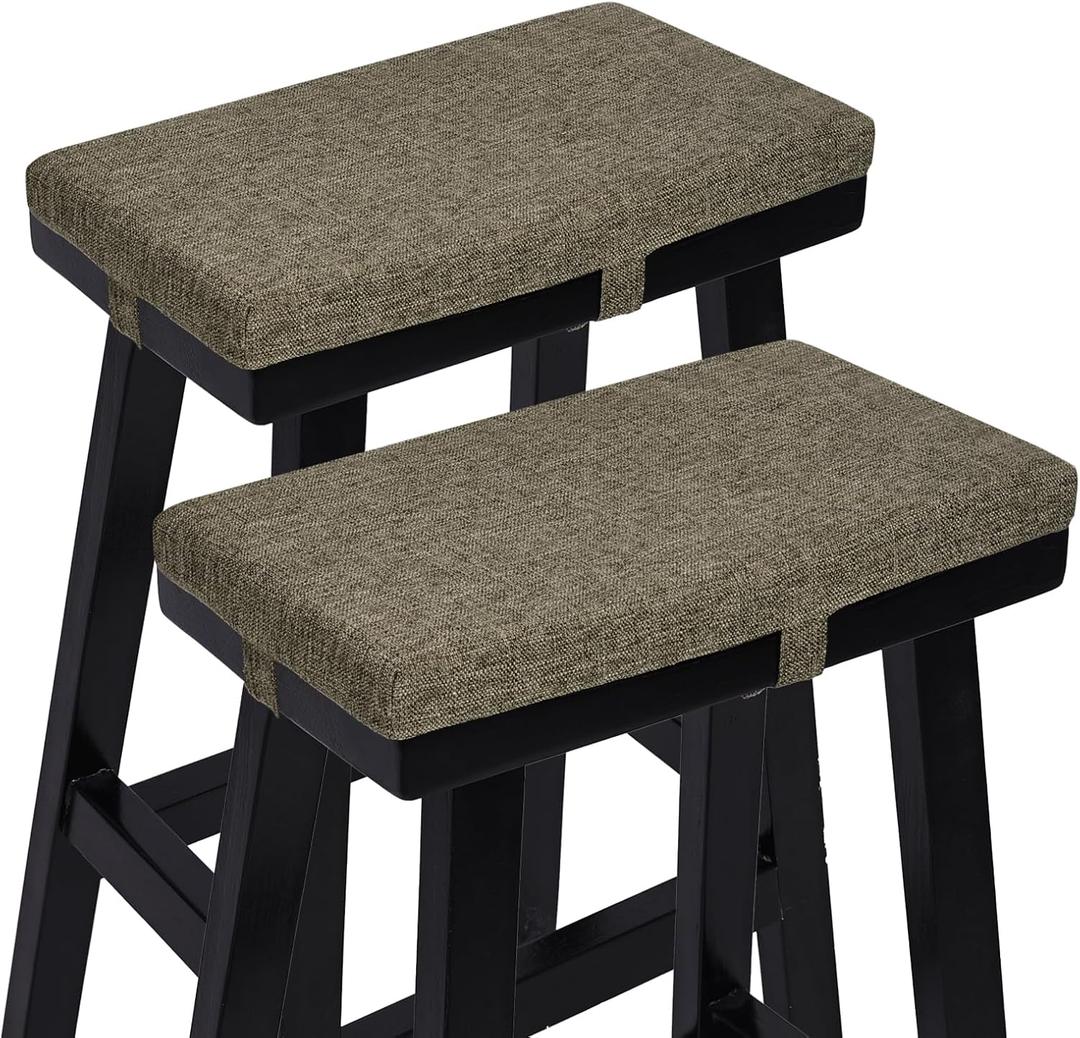 baibu Set of 2 Rectangle Bench Stool Cushion, Non-Slip Saddle Stool Pads Bar Stool Cushion with Machine Washable Cover - Only 2 Pads (Brown, 18x9.5x1.5in)