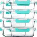 MCIRCO 8-Pack 30 oz Glass Meal Prep Containers - Airtight Glass Lunch Containers with Lids, Microwave, Oven, Freezer & Dishwasher Safe, Green