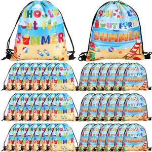 Uoeo 36 Pack End of Year Gifts Bags Summer Drawstring Backpacks Bulk 11.8 x 9.8 Inch Summer Gift Bags Graduation Drawstring Bag for Classroom Summer Vacation Decor Classmate Gifts, 2 Designs