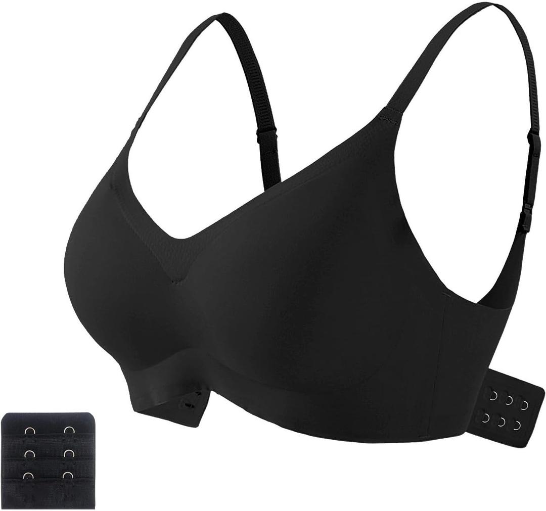 Wirefree Bras for Women, Super Soft Lightly Lined Comfort Bra Smoothing Seamless Stretch Bra with Extender 2 Hook, 