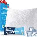 QUTOOL Cooling Pillow for Sleeping, CertiPUR-US Shredded Memory Foam King Pillow Set of 1, Cool Pillow for Hot Sleepers Adjustable Firm Pillow for Side, Back, Stomach Sleepers Soft Yet Support, White