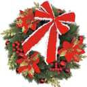 Lighted Christmas Wreath Decorations 33CM Illuminated Festival Wreath Hanging Ornament with LED Light for Door Mantels Glowing Christmas Wreath, Pack of 6 